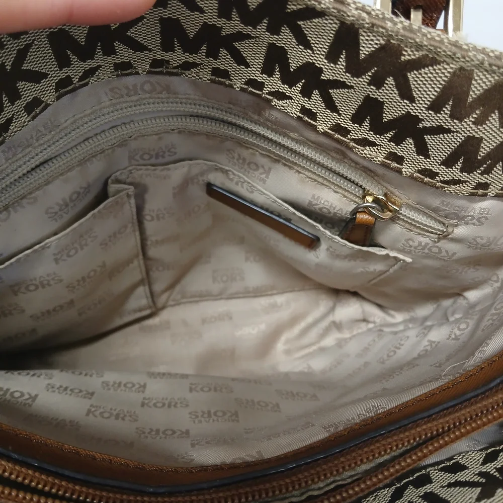 Michael Kors Brown Logo Canvas Tote Bag